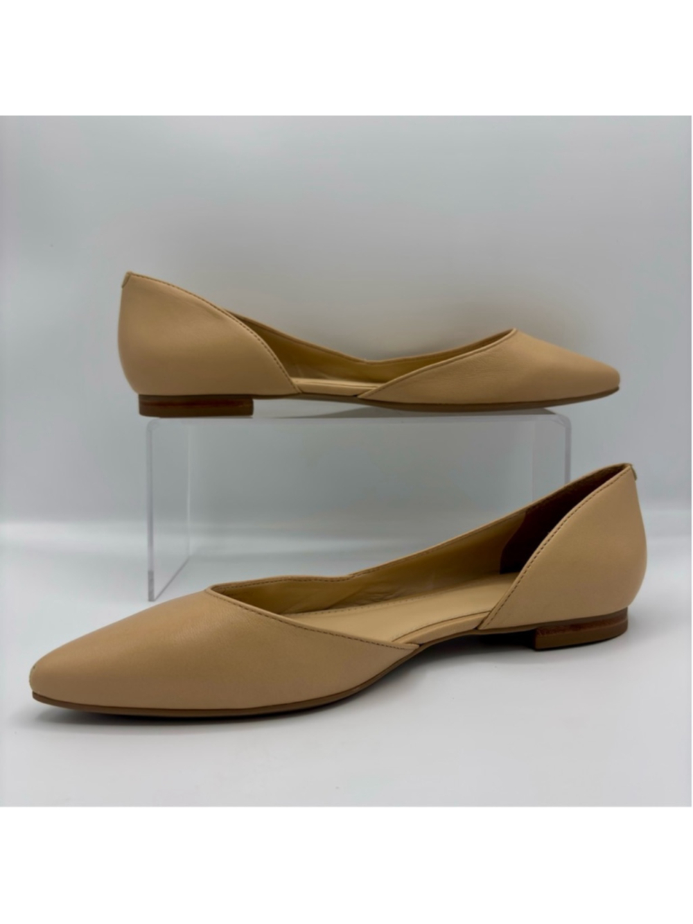 MARC FISHER Sunny Half D'orsay Flat In Beige Leather Size 7.5 - Picture 6 of 14